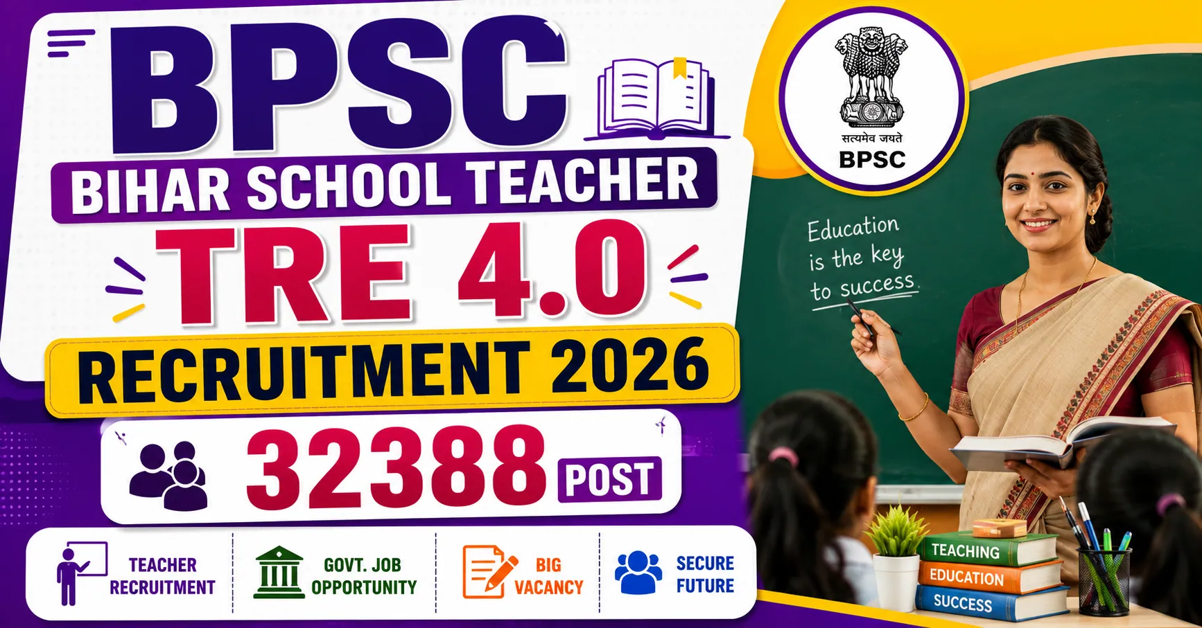 BPSC Bihar School Teacher TRE 4.0 Recruitment 2026 (32388 Post)