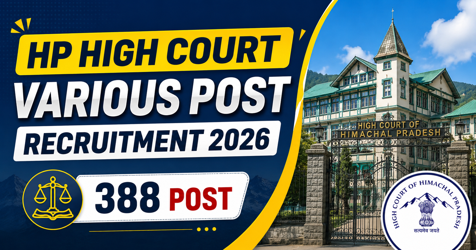 HP High Court Various Post Recruitment 2026 (388 Post)